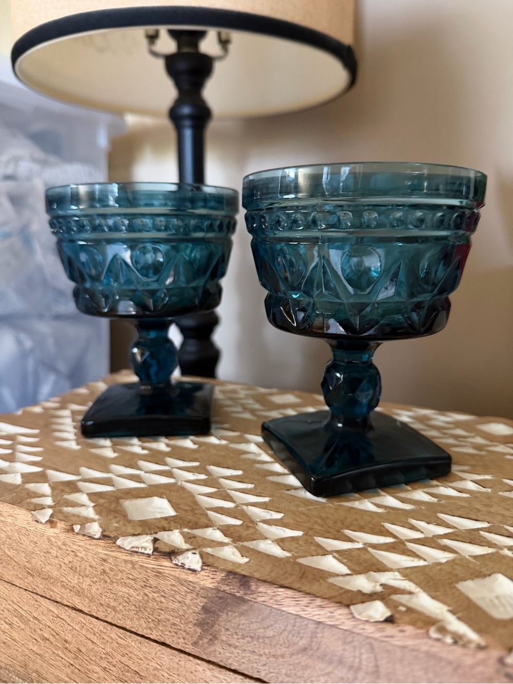 Indiana Glass Teal Compote Dishes - Set of 2